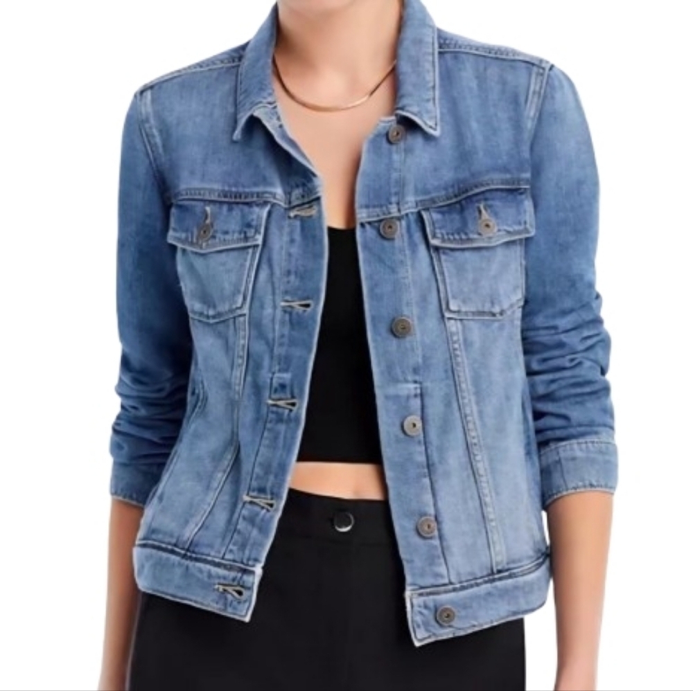 Paige Classic Denim Jean Jacket Button Front Soft Size Xs Alamar Distressed Blue